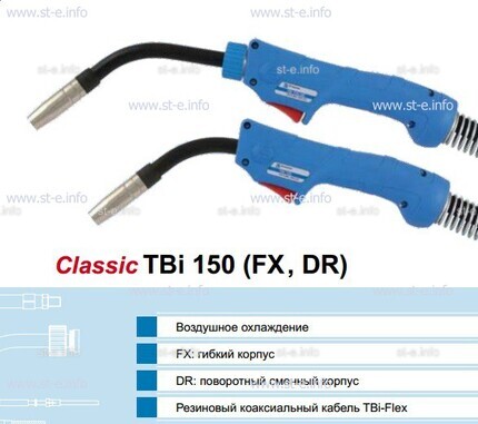 Горелка для полуавтоматической сварки TBi 150-blue-ESG, длина 3 метра - st-e.info - Рязань